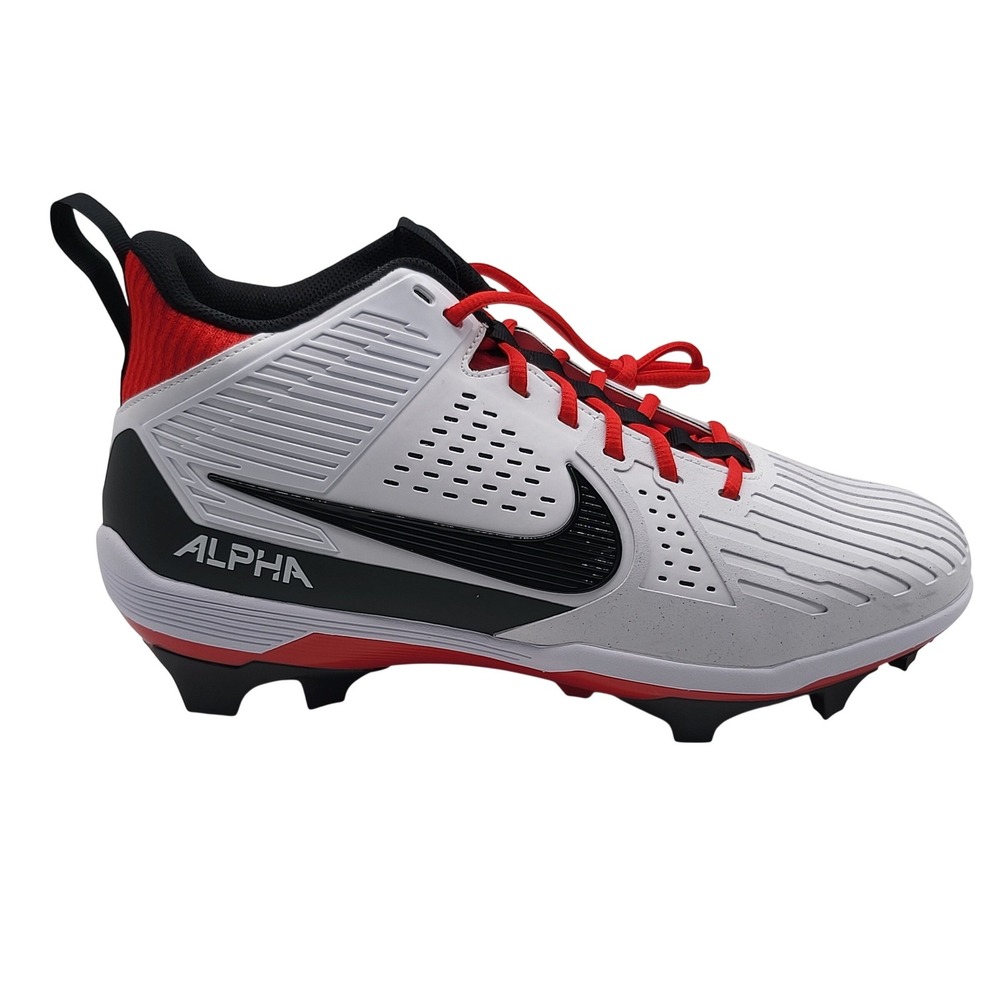 Nike Alpha Menace Strong Mens 12 White Black Red Football Cleats II5139-102